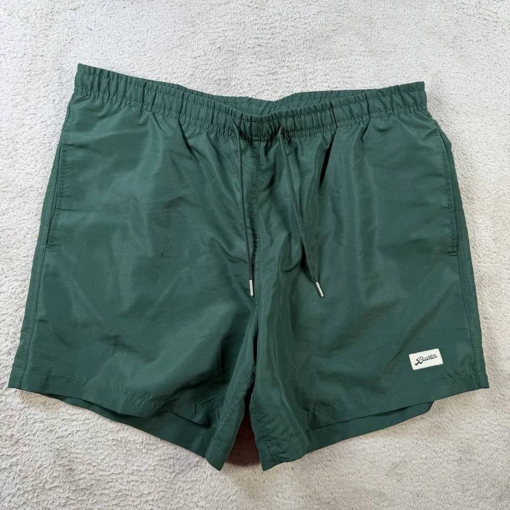 Bather Shorts Mens Large Green Swim Trunks Lined Beach Surf Summer Performance